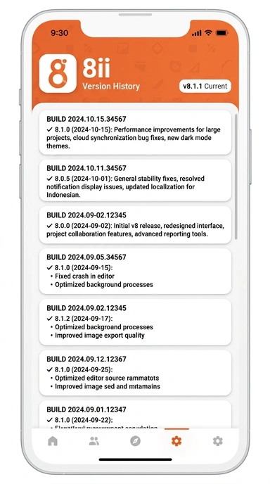 Riwayat Versi 8ii untuk Pengguna Android