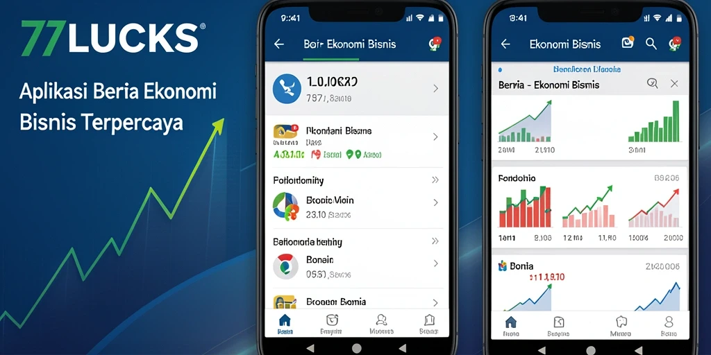 Tampilan antarmuka pengguna aplikasi 77LUCKS untuk berita ekonomi.