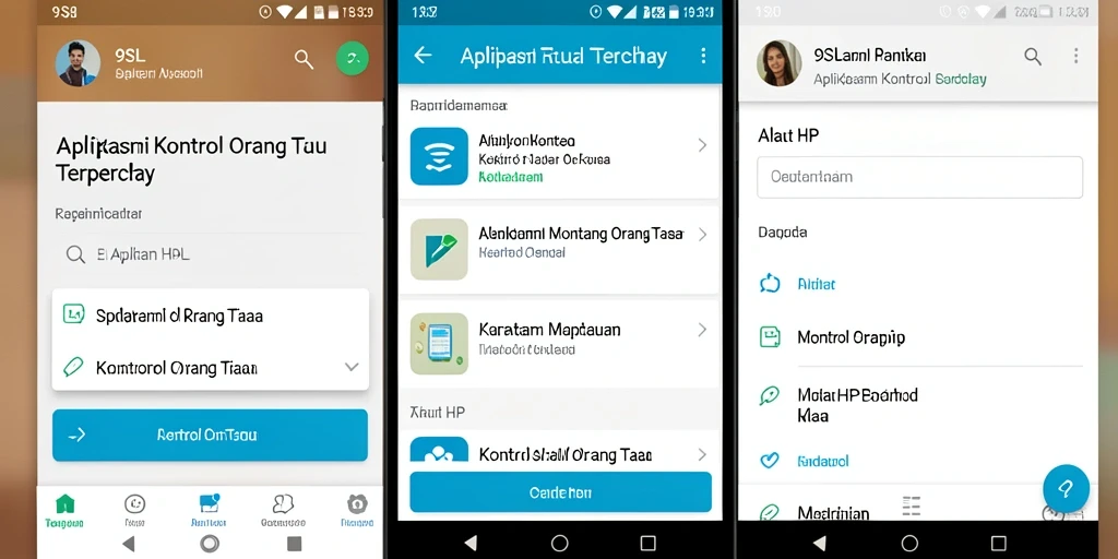Antarmuka intuitif aplikasi Kontrol Orang Tua 9SL yang mudah digunakan.