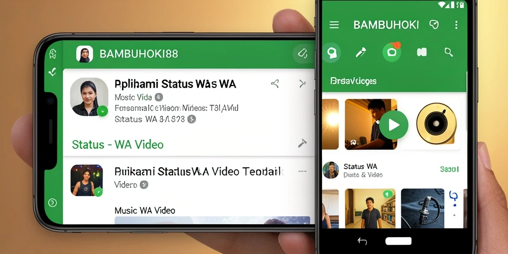 Tampilan antarmuka aplikasi BAMBUHOKI88 untuk Status WA Video.