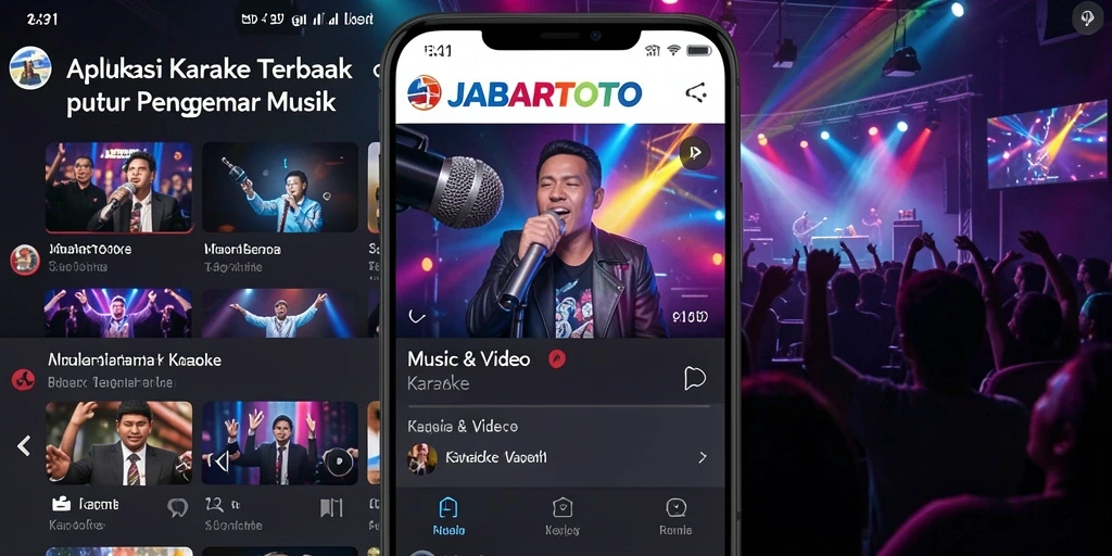 Antarmuka aplikasi JABARTOTO yang menarik dengan fitur Karaoke.