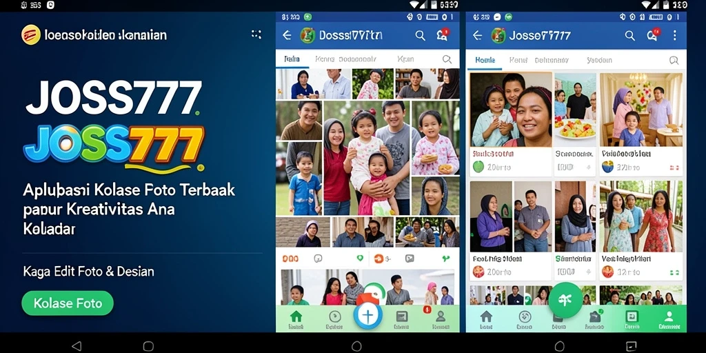 Tampilan antarmuka JOSS777 untuk kolase foto yang intuitif dan menarik.