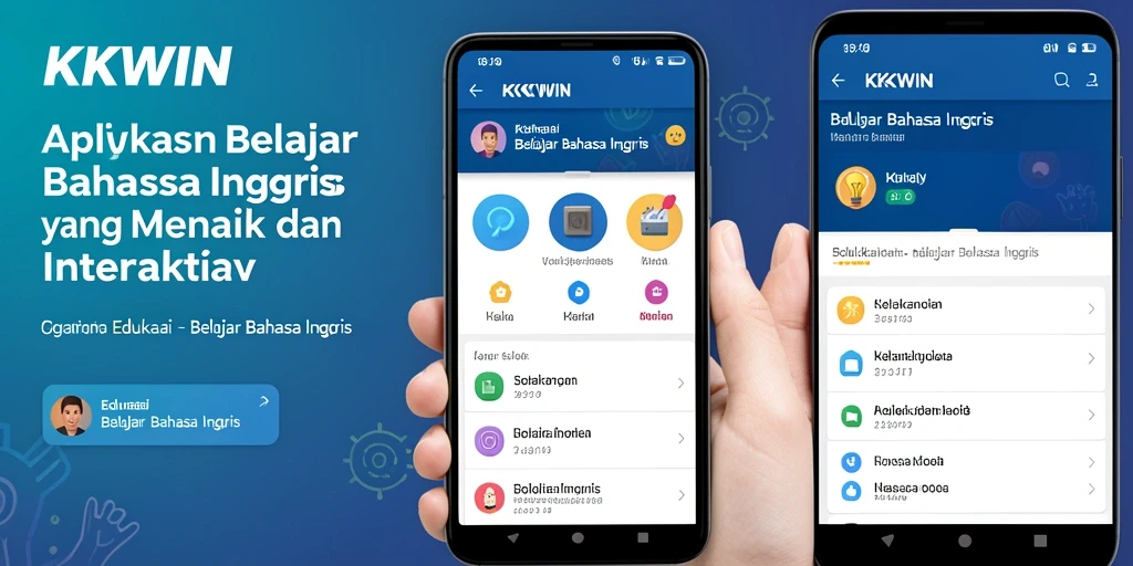 Antarmuka pengguna KKWIN yang menarik dan mudah digunakan untuk belajar bahasa Inggris.