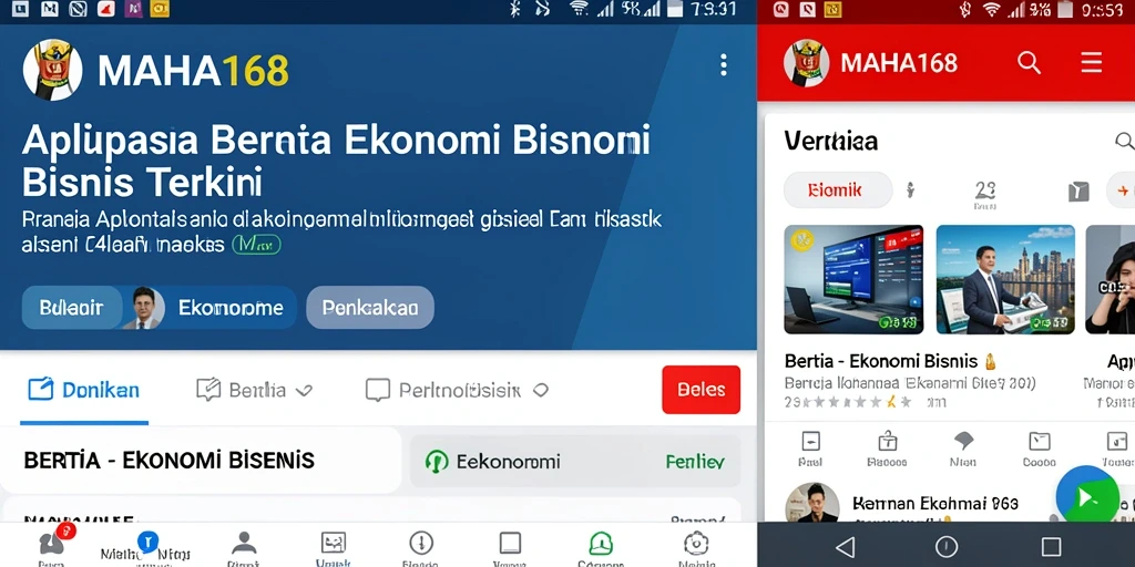 Tampilan utama aplikasi MAHA168 dengan informasi ekonomi terkini.