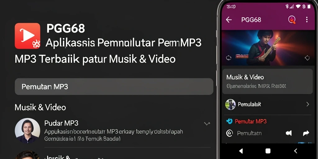 Tampilan antarmuka sederhana dan modern PGG68 Pemutar MP3.