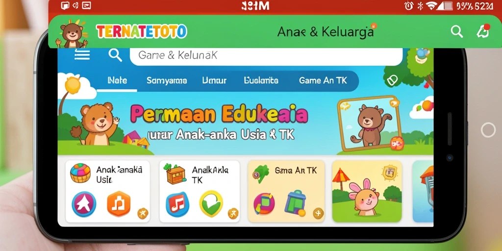 Tampilan antarmuka TERNATETOTO yang cerah dan menarik untuk anak-anak.
